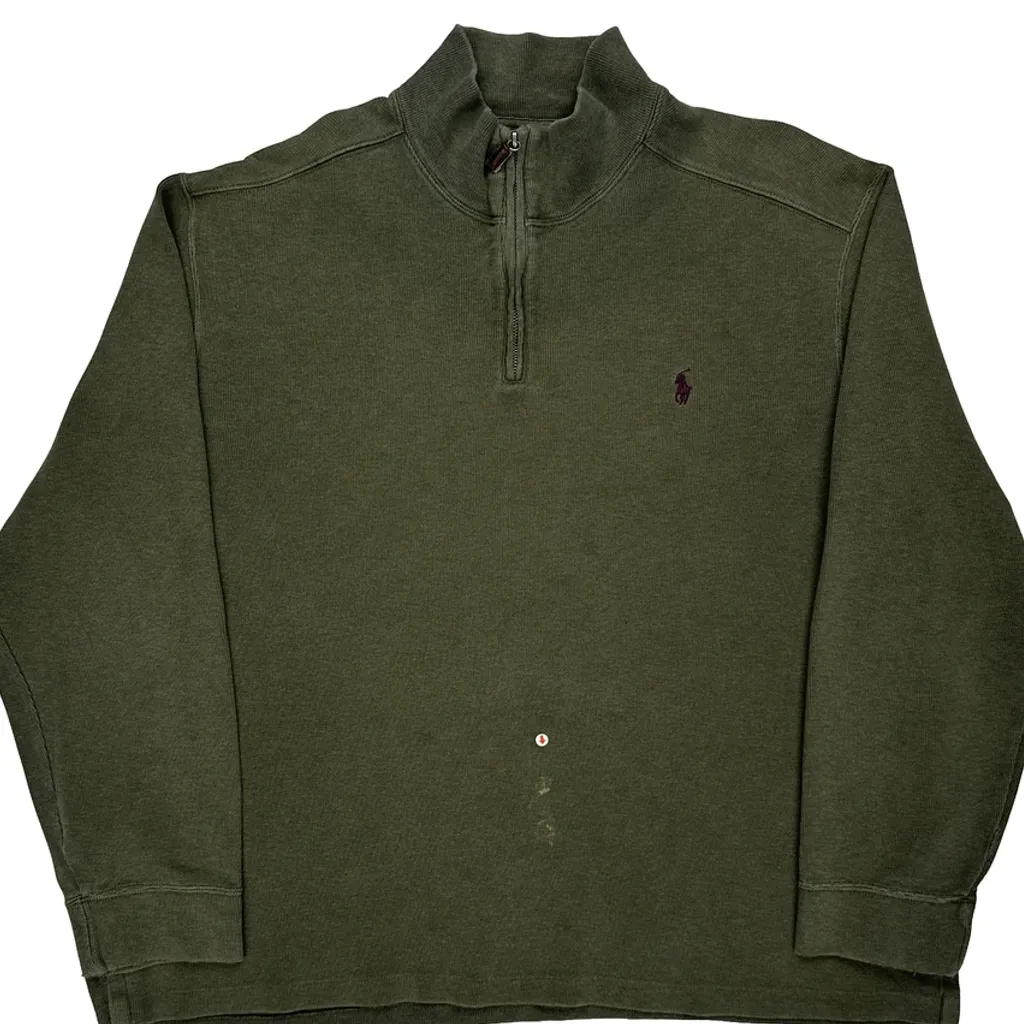 Polo By Ralph Lauren 1/4 Zip - 2XL Green Cotton - Image 9