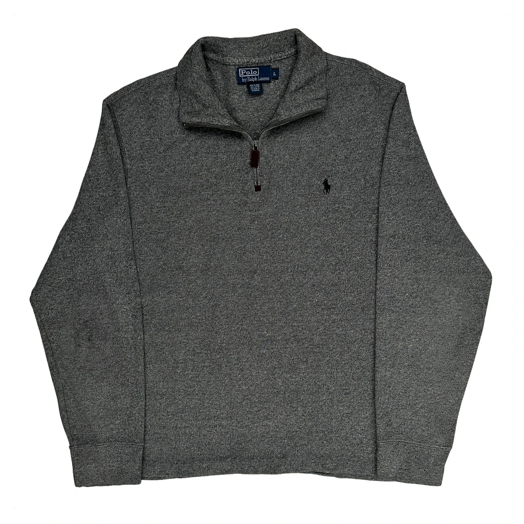 Polo By Ralph Lauren 1/4 Zip - Large Grey Cotton