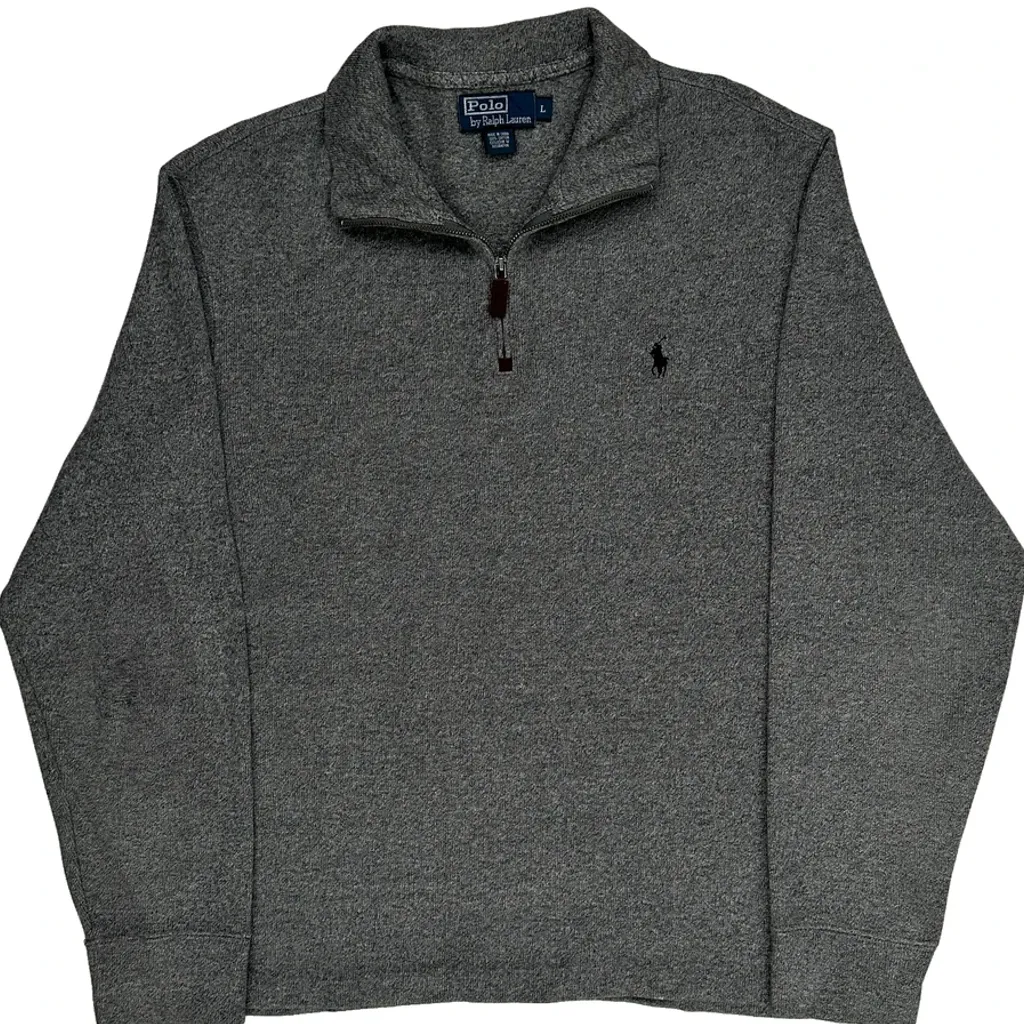 Polo By Ralph Lauren 1/4 Zip - Large Grey Cotton - Image 4