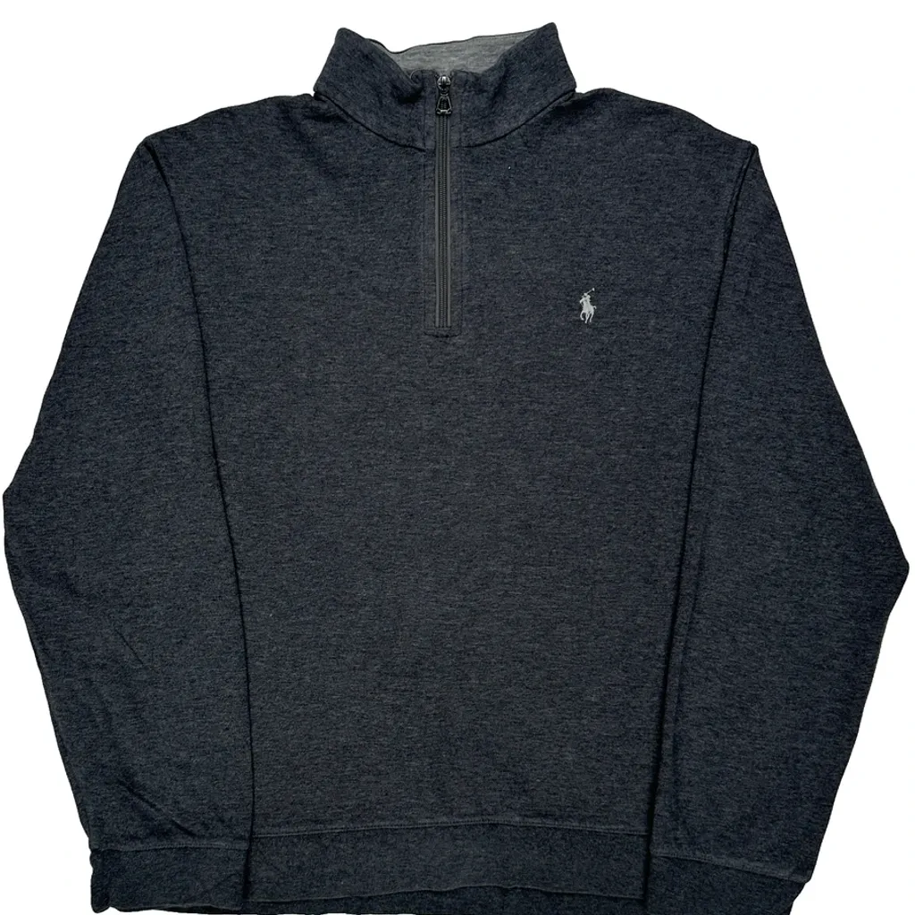 Polo By Ralph Lauren 1/4 Zip - Large Grey Cotton - Image 4