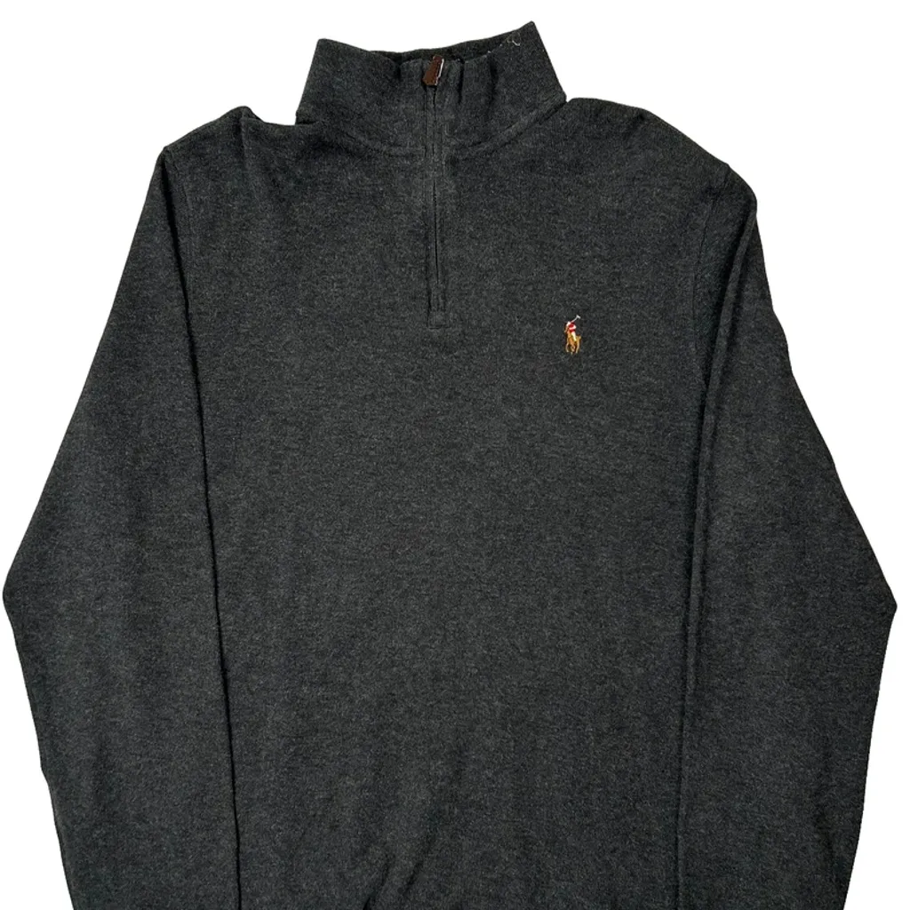 Polo By Ralph Lauren 1/4 Zip - Medium Grey Cotton - Image 4