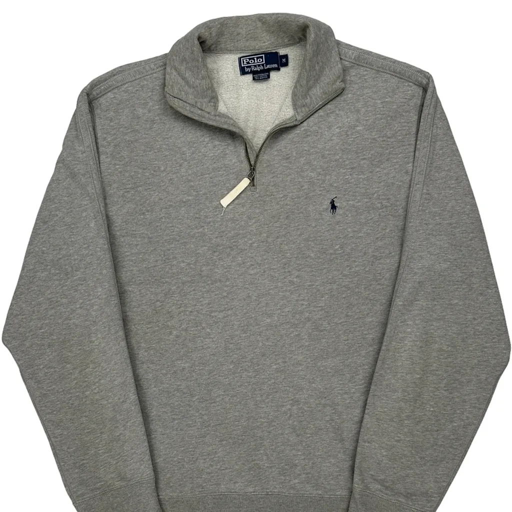 Polo By Ralph Lauren 1/4 Zip - Medium Grey Cotton Blend - Image 4