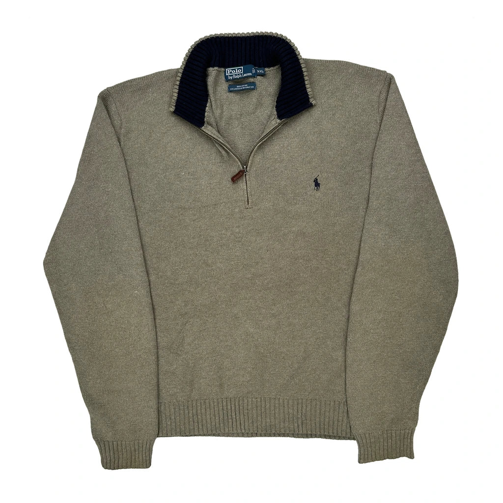 Polo By Ralph Lauren 1/4 Zip - 2XL Grey Cotton