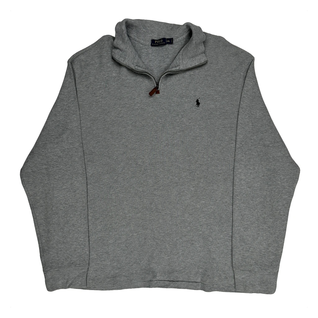 Polo By Ralph Lauren 1/4 Zip - 2XL Grey Cotton