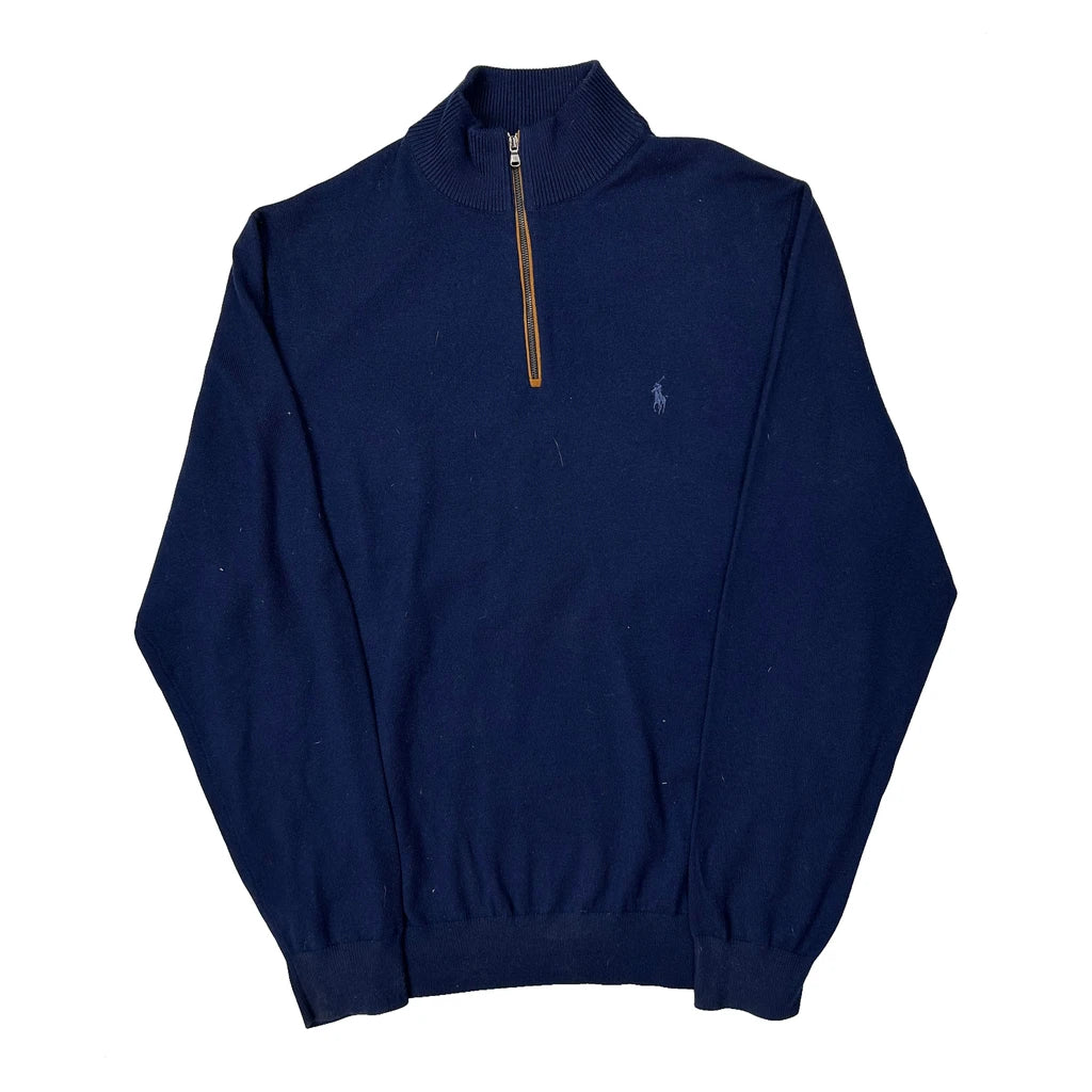 Polo By Ralph Lauren 1/4 Zip - Large Navy Cotton