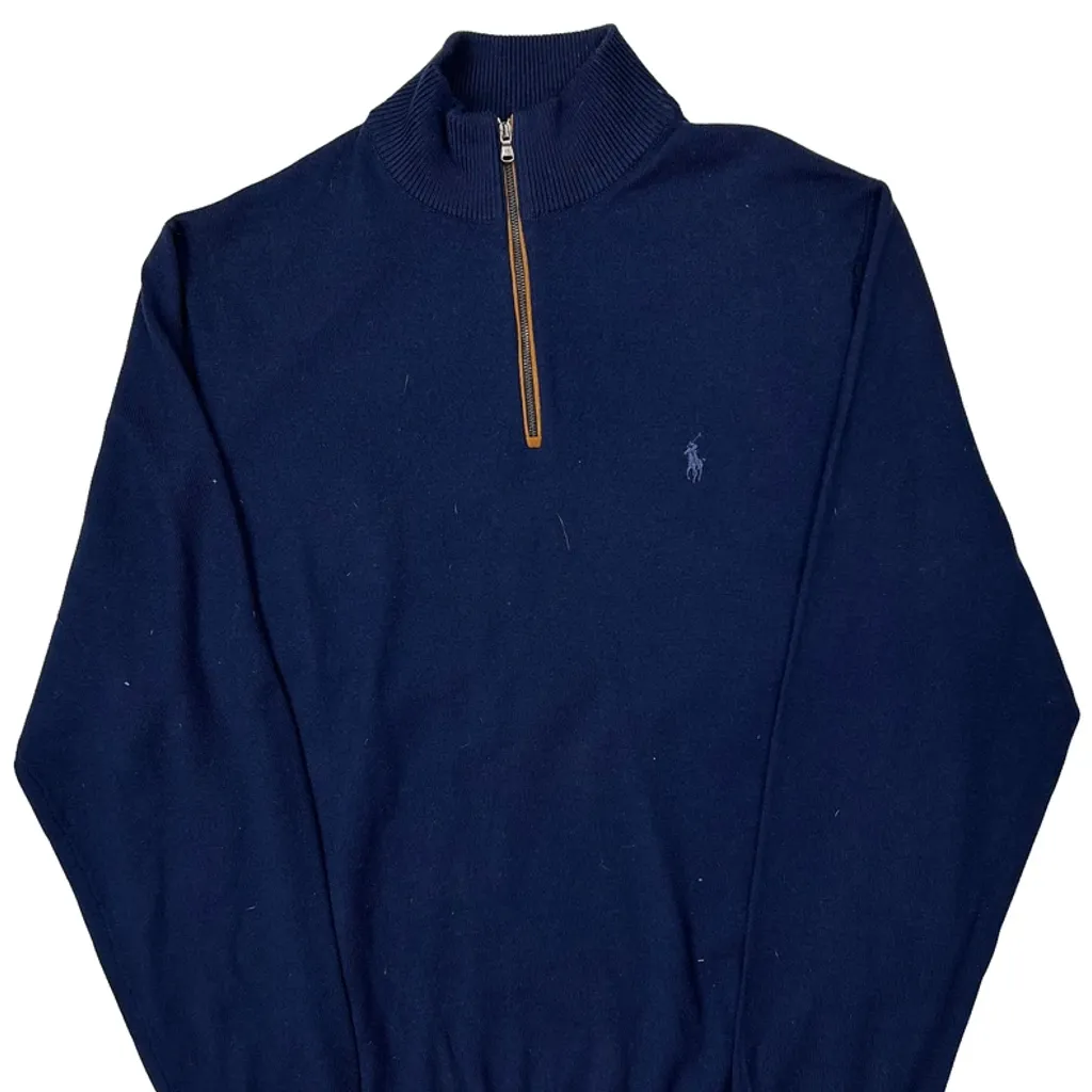 Polo By Ralph Lauren 1/4 Zip - Large Navy Cotton - Image 4