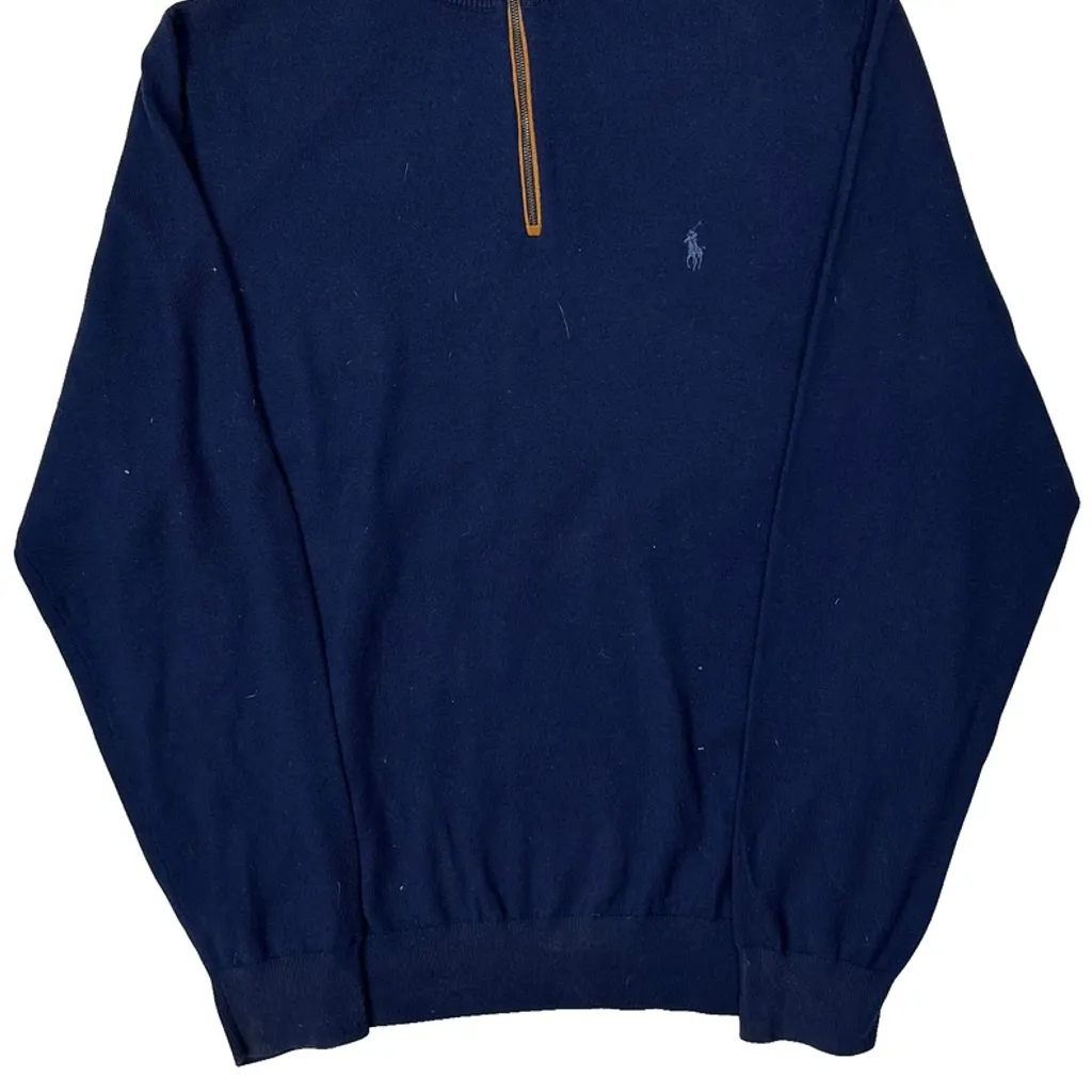Polo By Ralph Lauren 1/4 Zip - Large Navy Cotton - Image 5