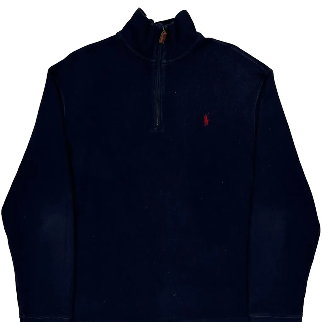 Polo By Ralph Lauren 1/4 Zip - Large Navy Cotton - Image 4