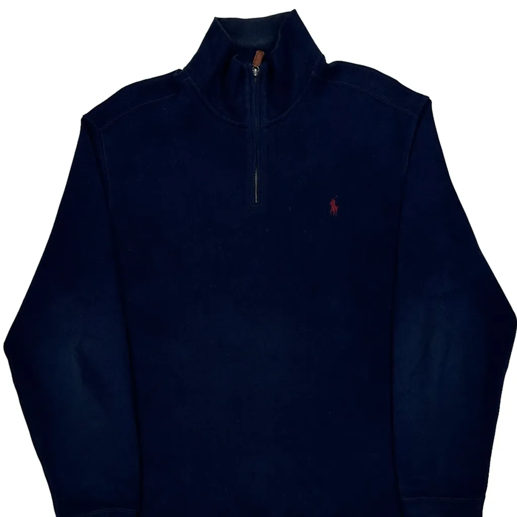 Polo By Ralph Lauren 1/4 Zip - Large Navy Cotton - Image 4