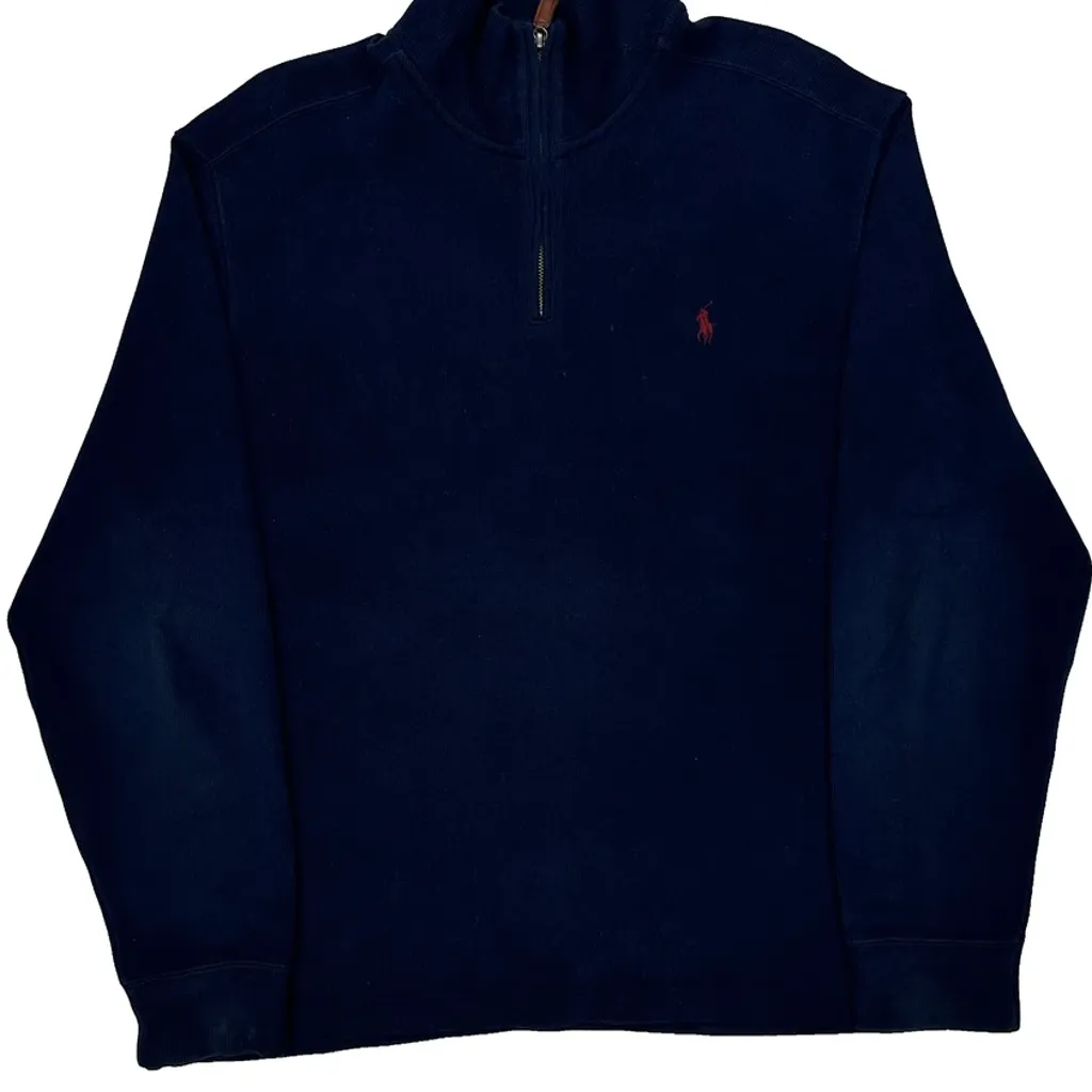 Polo By Ralph Lauren 1/4 Zip - Large Navy Cotton - Image 5