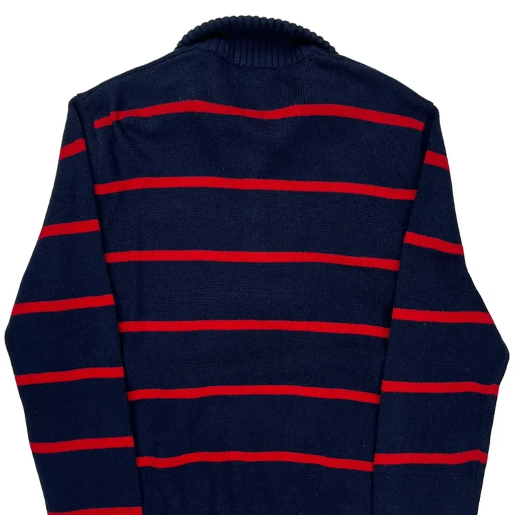 Polo By Ralph Lauren Striped 1/4 Zip - Medium Navy Cotton - Image 7