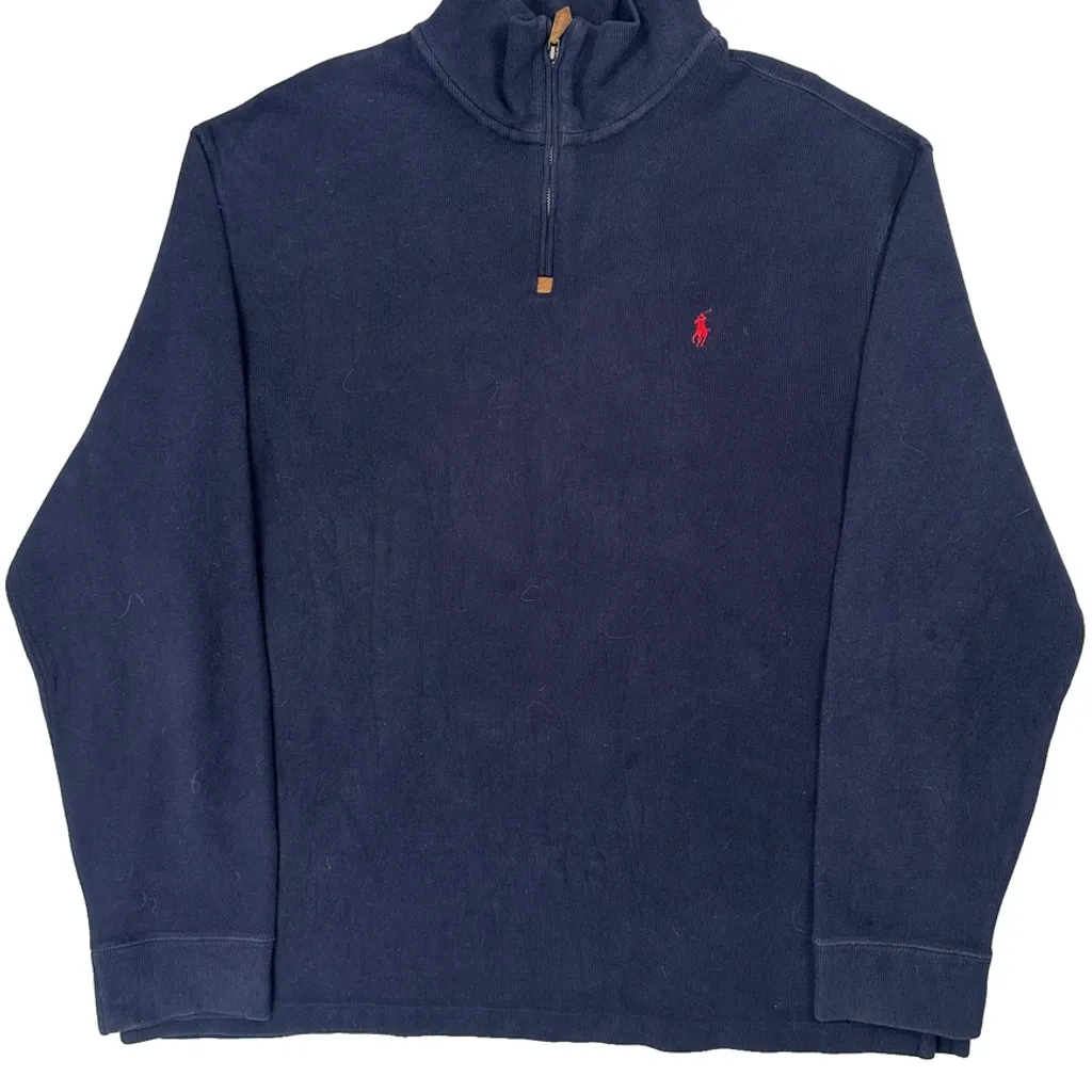 Polo By Ralph Lauren 1/4 Zip - 2XL Navy Cotton - Image 6