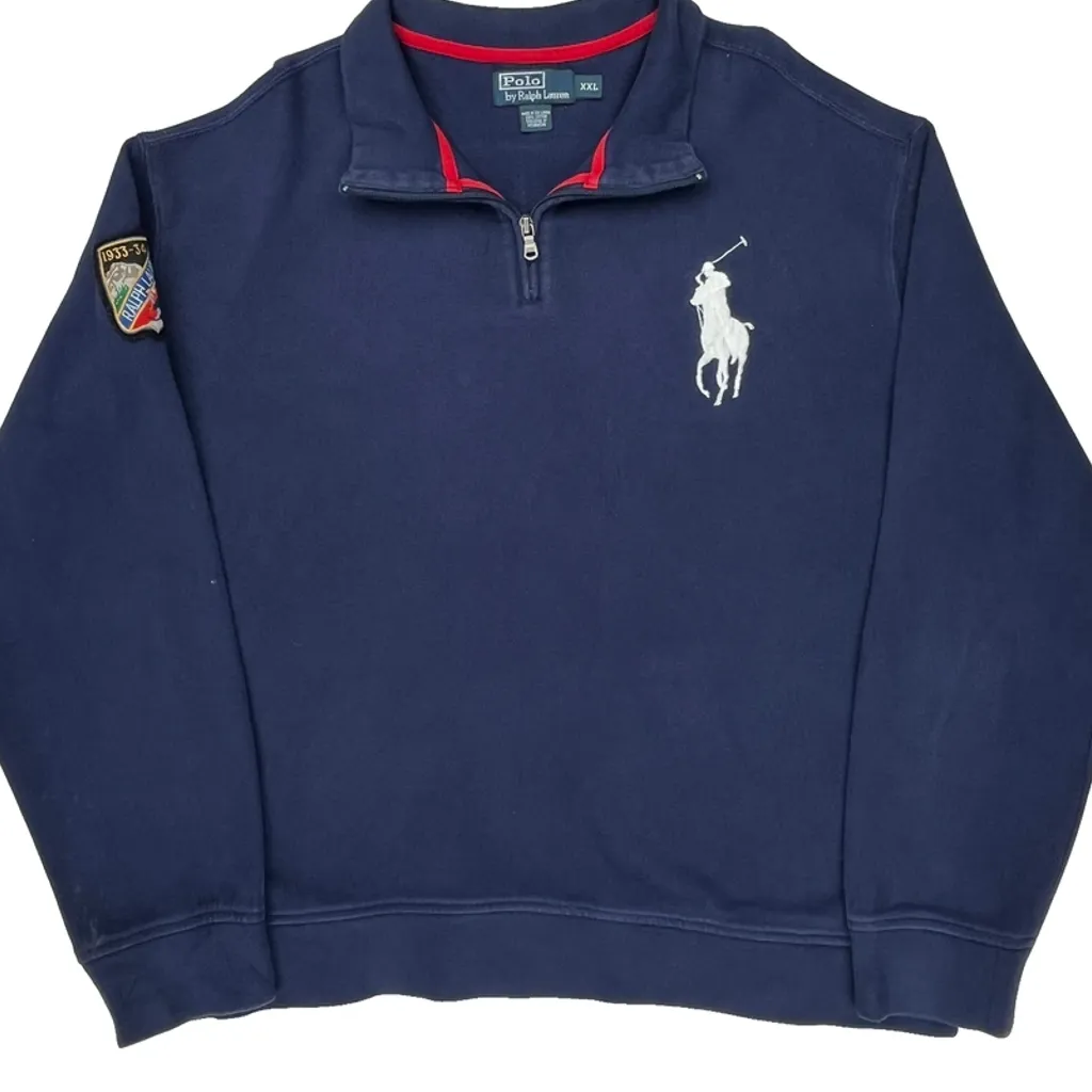 Polo By Ralph Lauren 1/4 Zip - 2XL Navy Cotton - Image 5