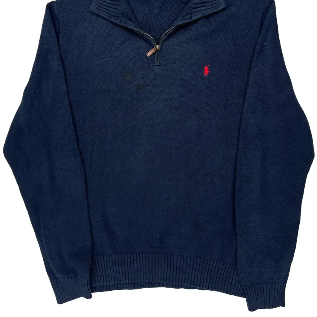 Polo By Ralph Lauren Tall 1/4 Zip - 2XL Navy Cotton - Image 4