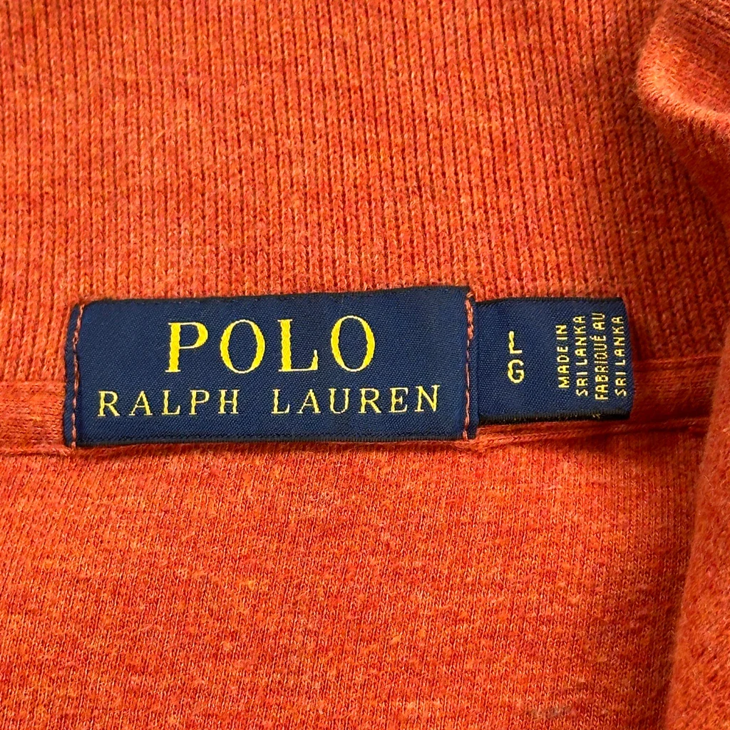 Polo By Ralph Lauren 1/4 Zip - Large Orange Cotton - Image 3