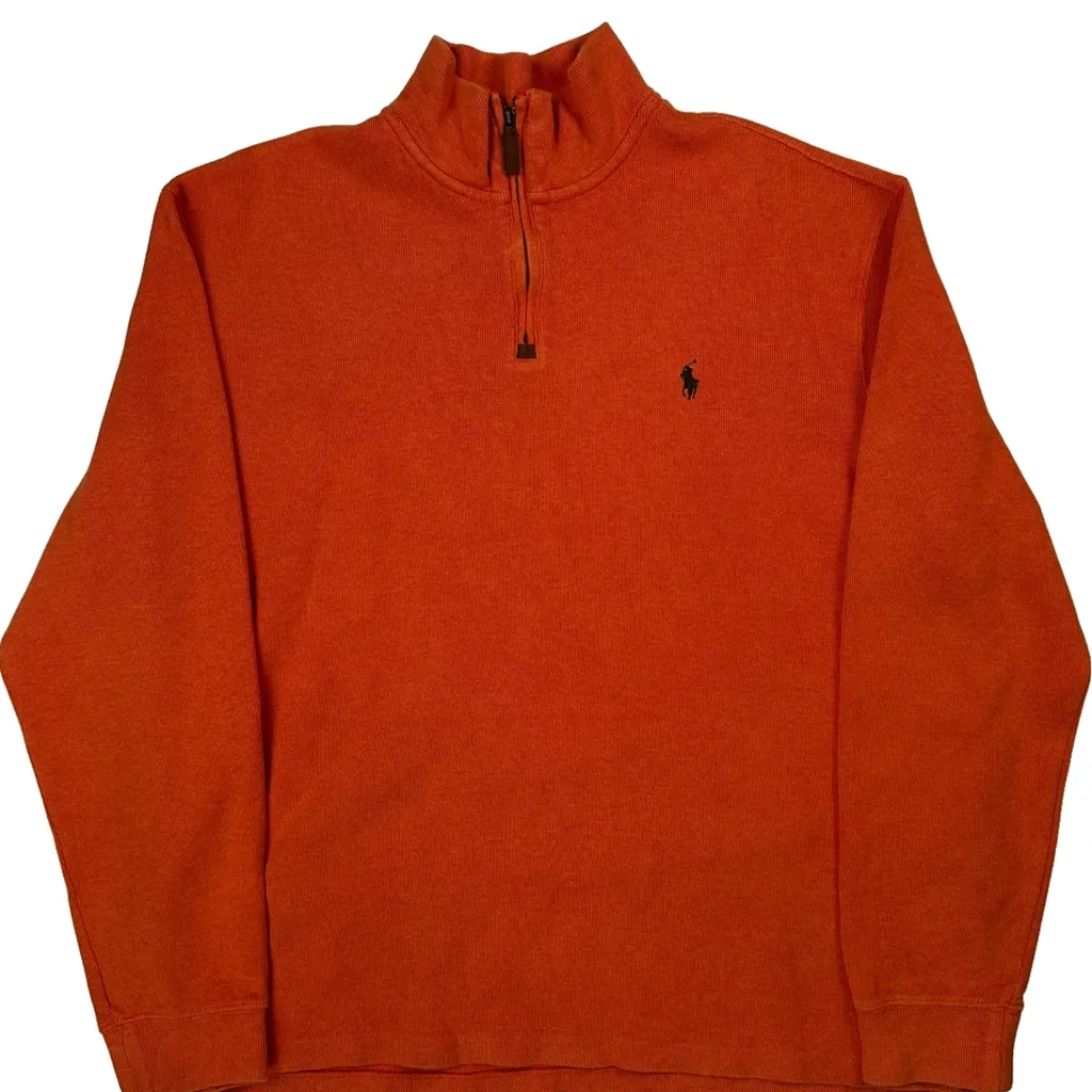 Polo By Ralph Lauren 1/4 Zip - XL Orange Cotton - Image 4