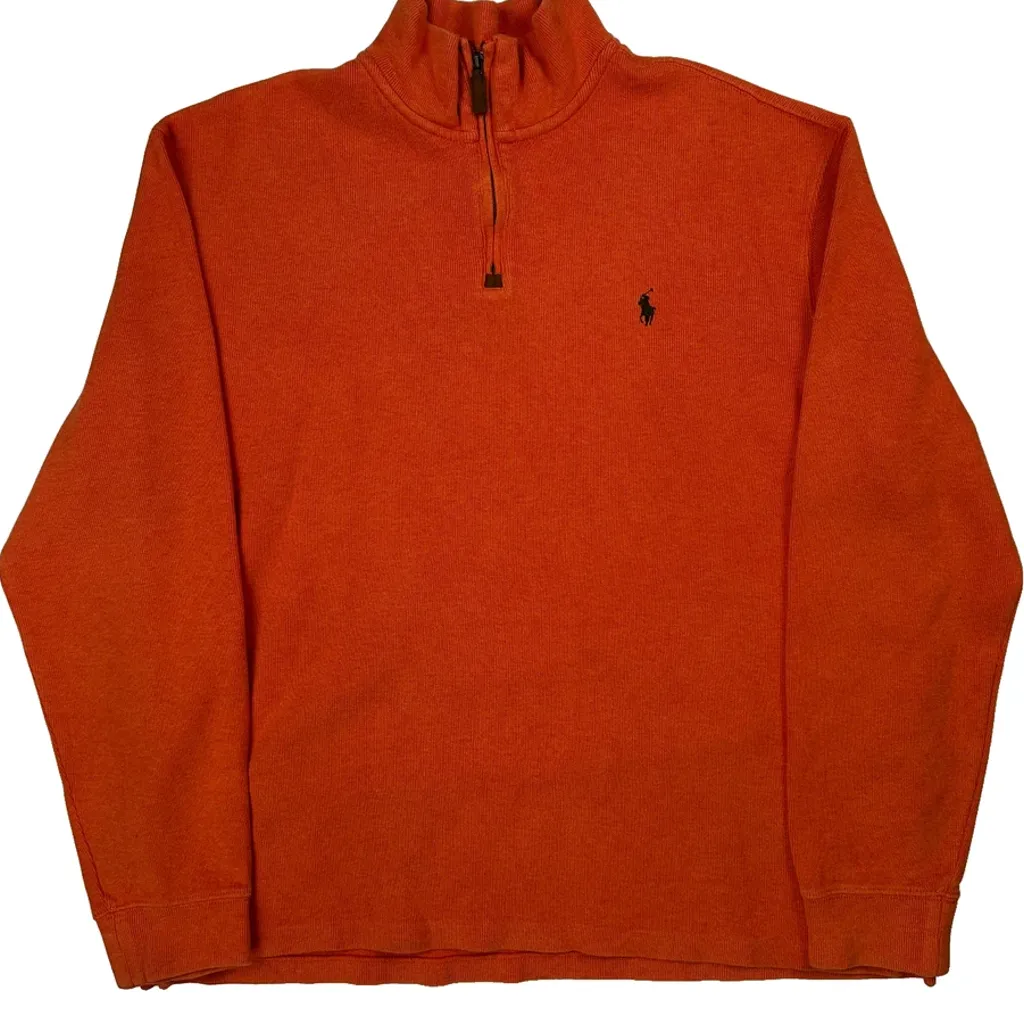 Polo By Ralph Lauren 1/4 Zip - XL Orange Cotton - Image 5