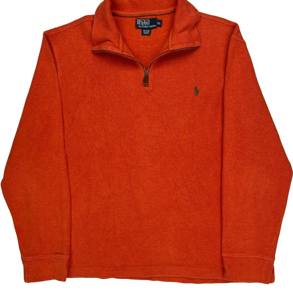 Polo By Ralph Lauren 1/4 Zip - XL Orange Cotton - Image 5