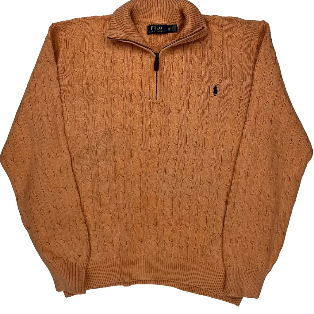 Polo By Ralph Lauren 1/4 Zip - XL Orange Cotton - Image 5