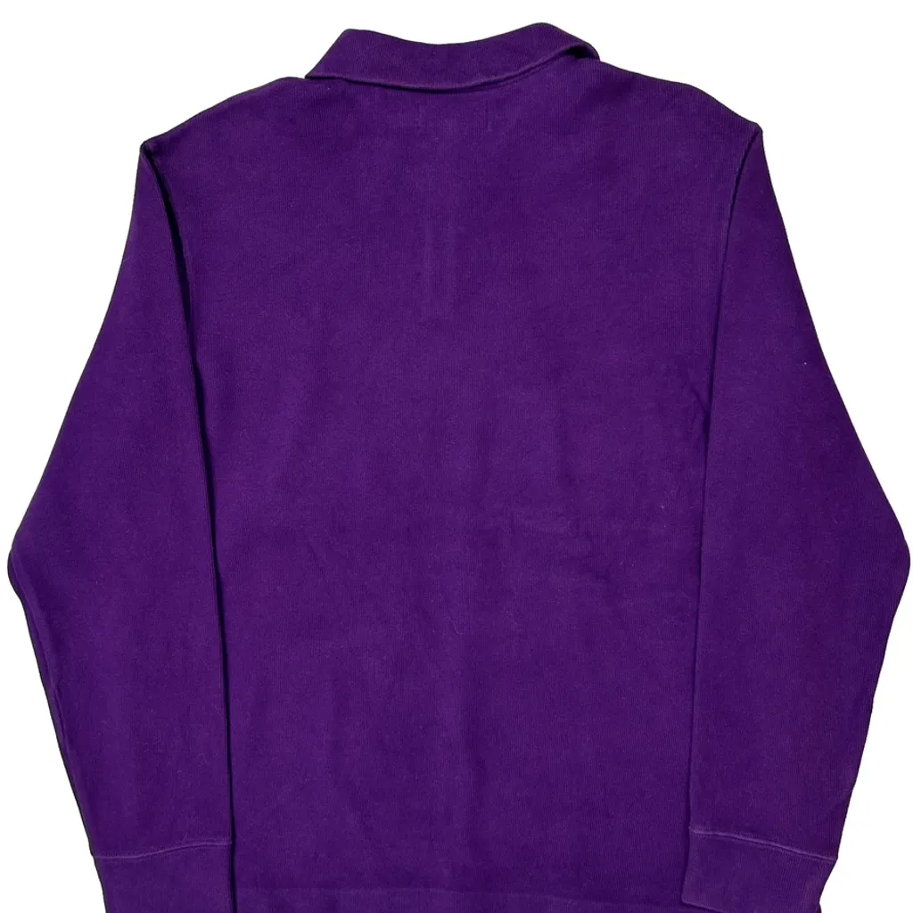 Polo By Ralph Lauren 1/4 Zip - Large Purple Cotton - Image 7