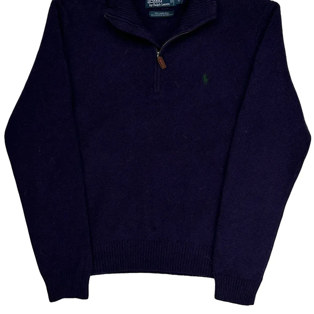 Polo By Ralph Lauren 1/4 Zip - Large Purple Wool - Image 4