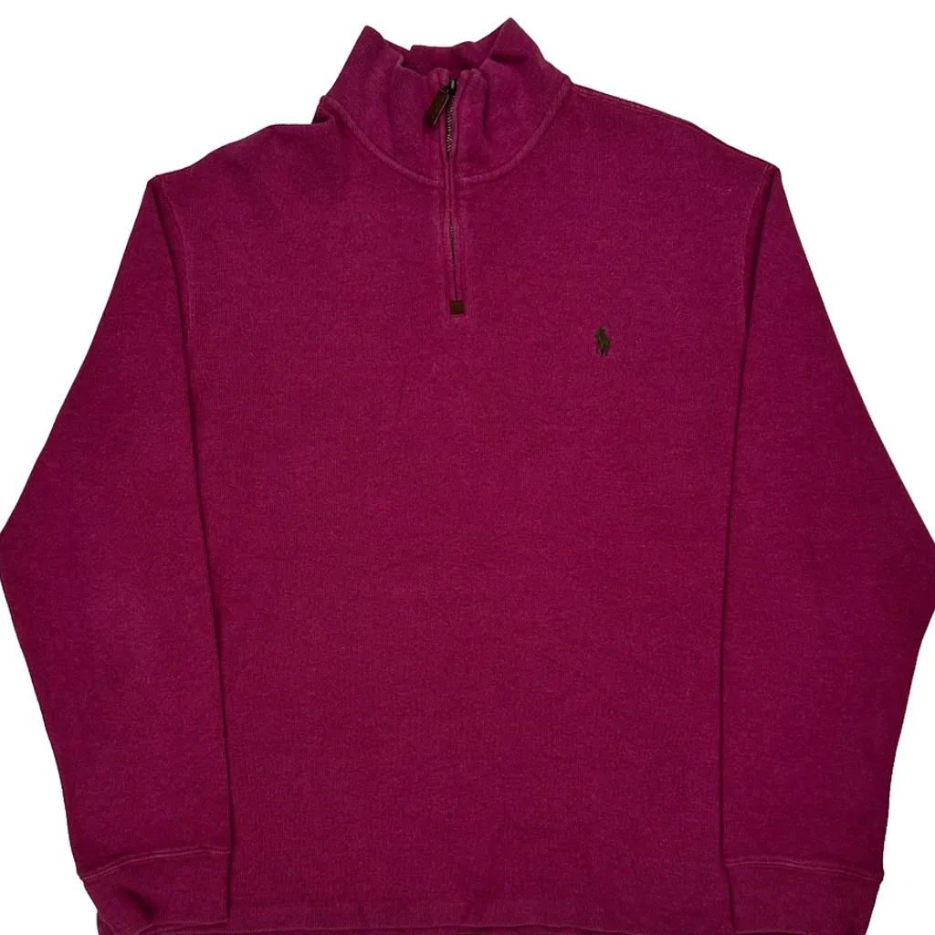 Polo By Ralph Lauren 1/4 Zip - XL Purple Cotton - Image 4