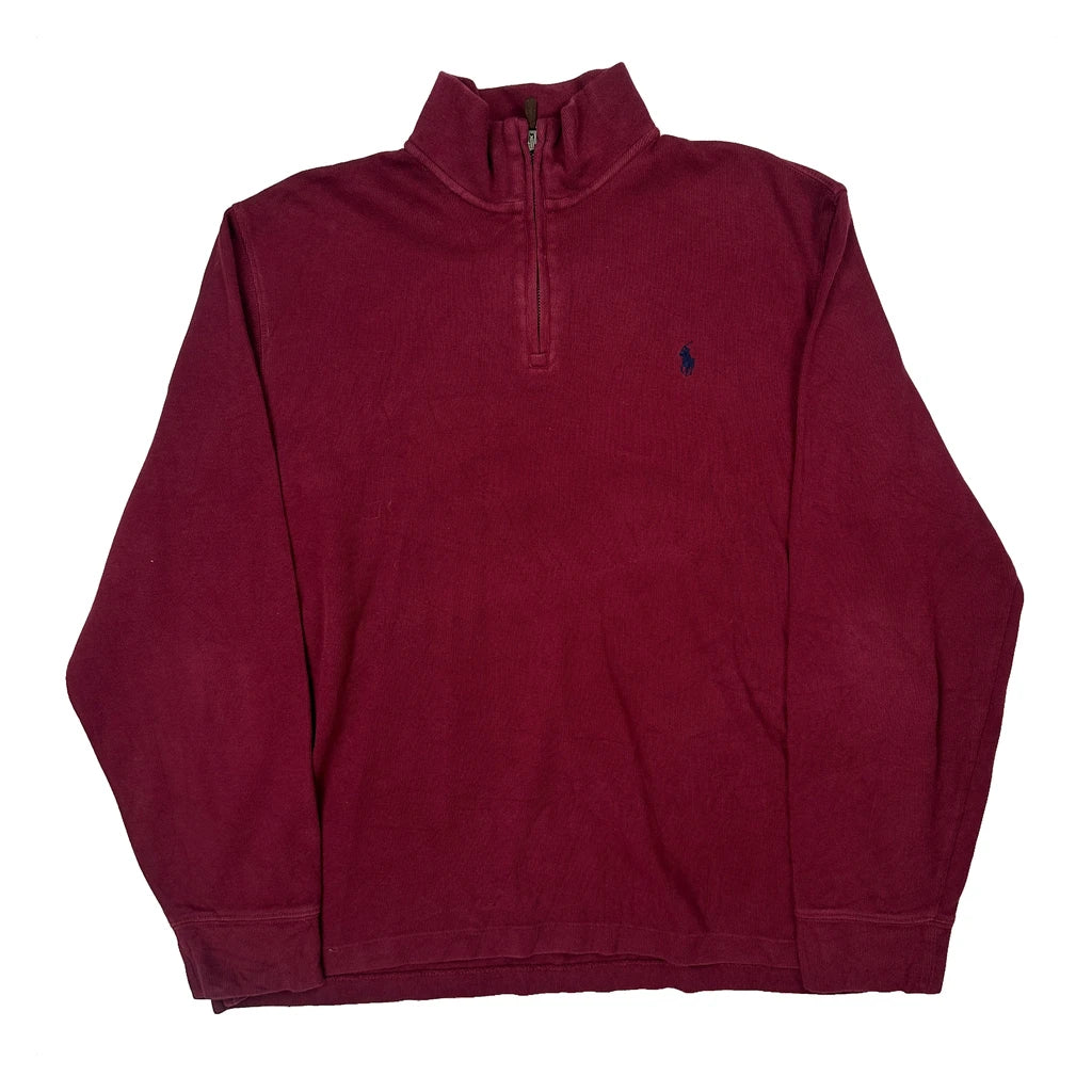 Polo By Ralph Lauren 1/4 Zip - Large Red Cotton
