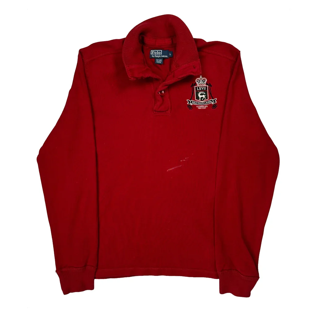 Polo By Ralph Lauren 1/4 Zip - Large Red Cotton