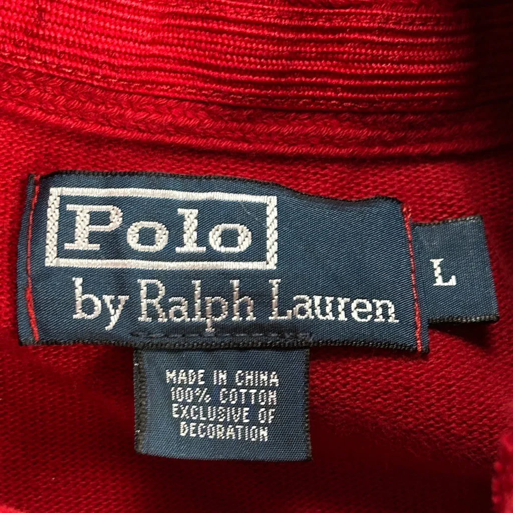 Polo By Ralph Lauren 1/4 Zip - Large Red Cotton - Image 3