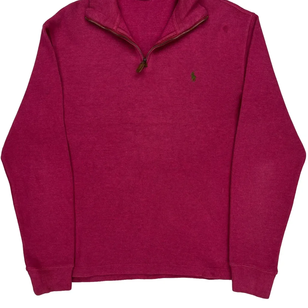 Polo By Ralph Lauren 1/4 Zip - Medium Red Cotton - Image 4
