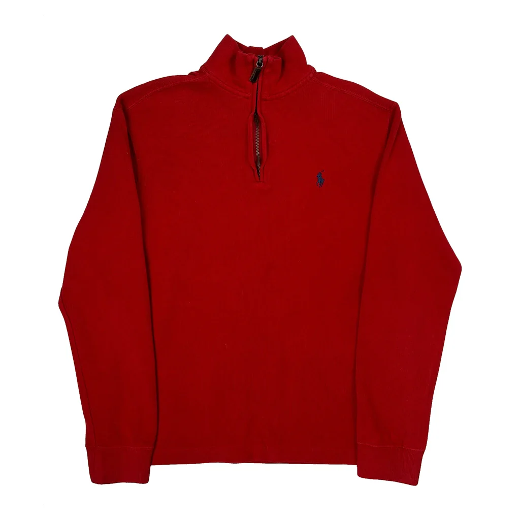 Polo By Ralph Lauren 1/4 Zip - Medium Red Cotton
