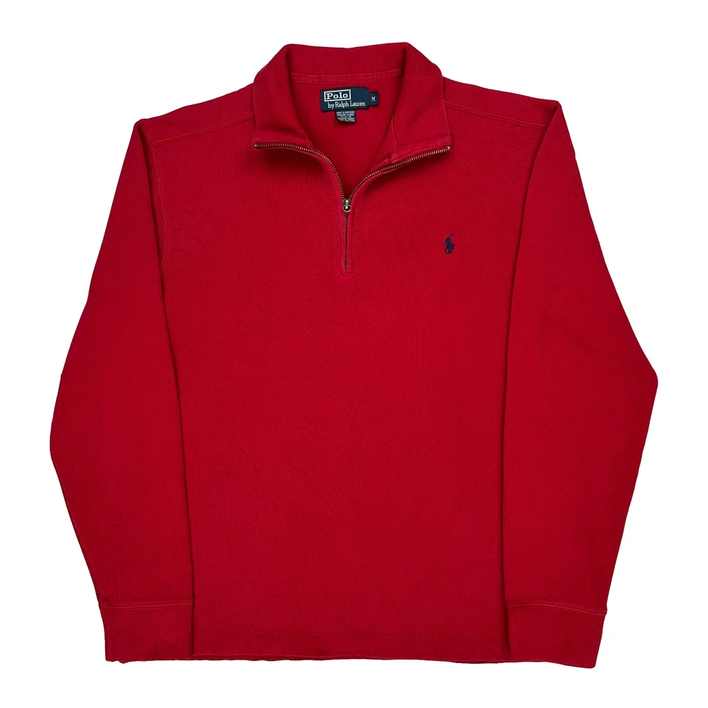 Polo By Ralph Lauren 1/4 Zip - Medium Red Cotton