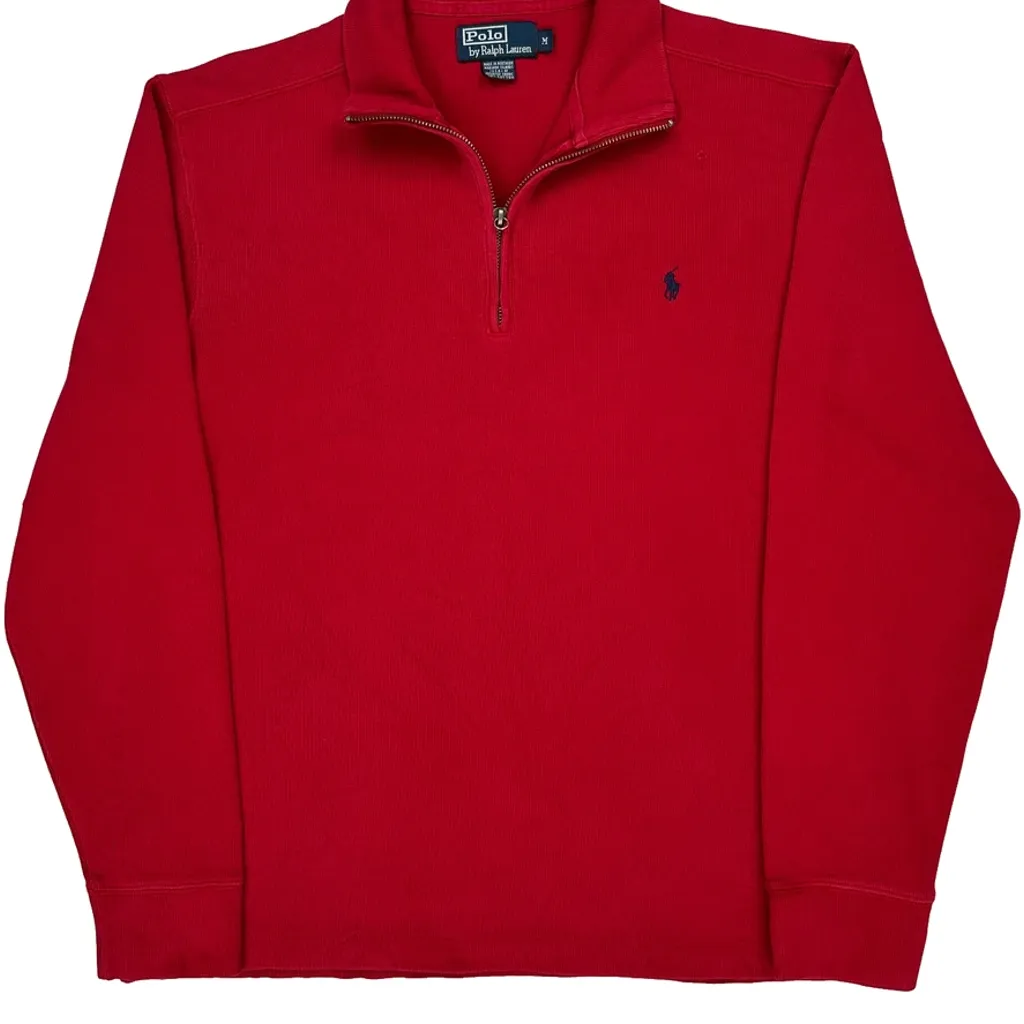 Polo By Ralph Lauren 1/4 Zip - Medium Red Cotton - Image 4
