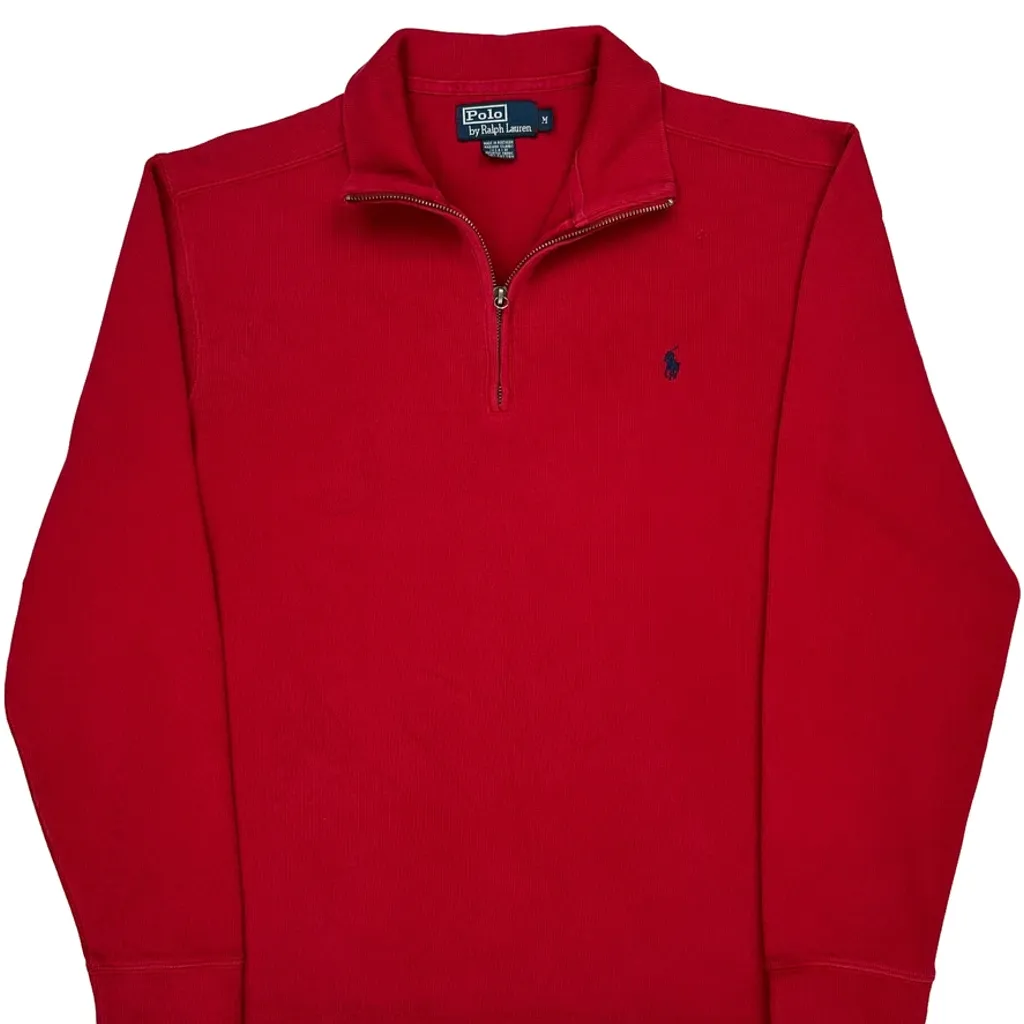 Polo By Ralph Lauren 1/4 Zip - Medium Red Cotton - Image 5