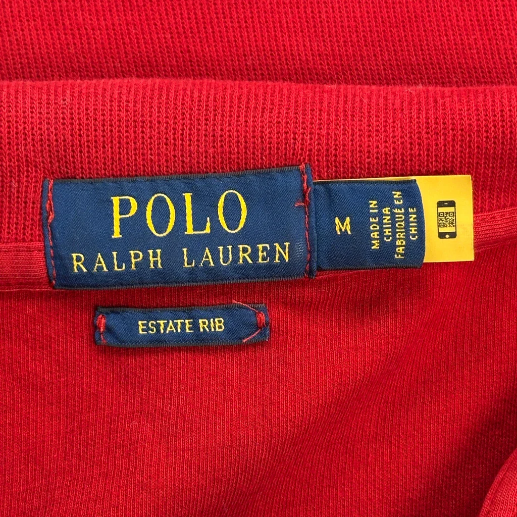 Polo By Ralph Lauren 1/4 Zip - Medium Red Cotton - Image 3