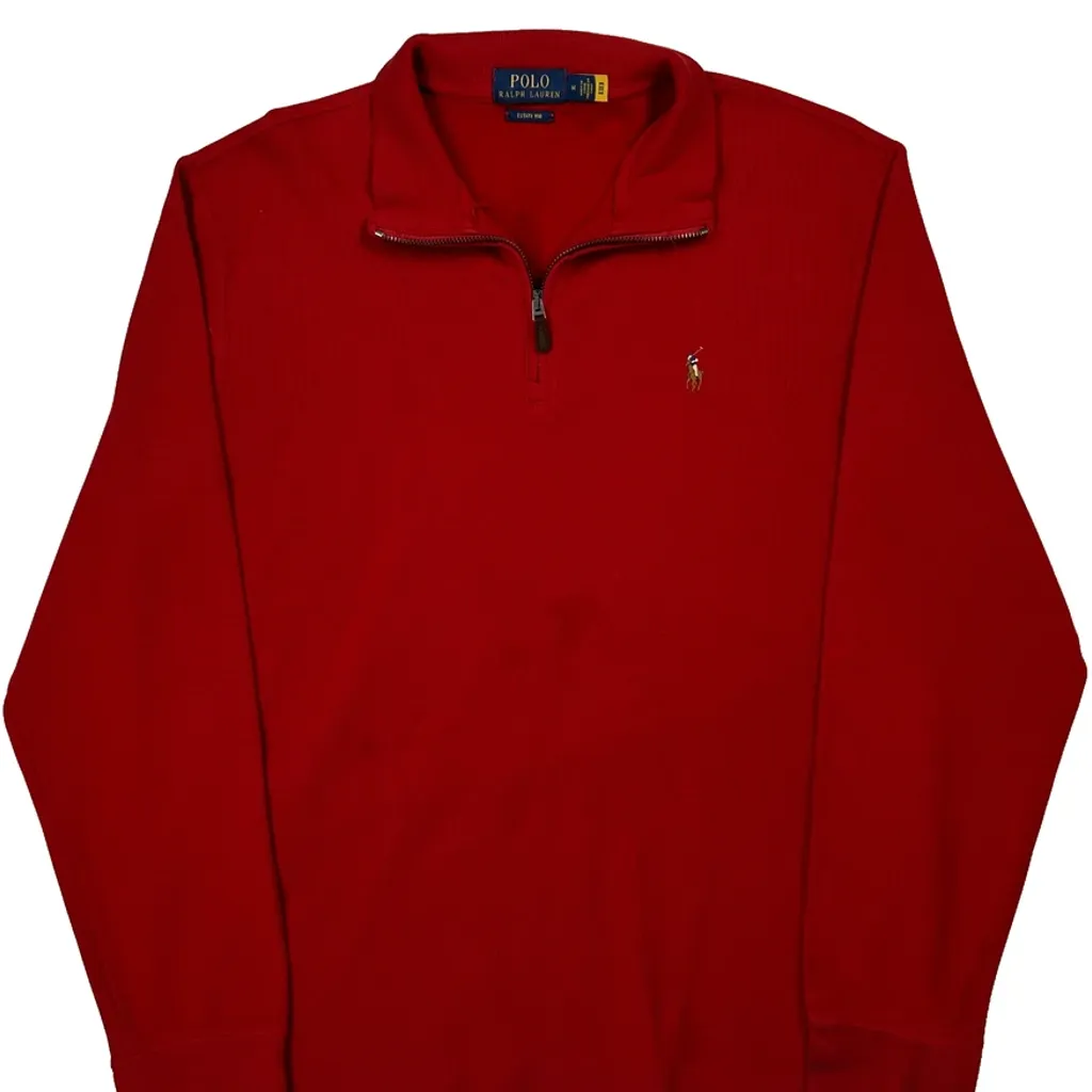 Polo By Ralph Lauren 1/4 Zip - Medium Red Cotton - Image 5