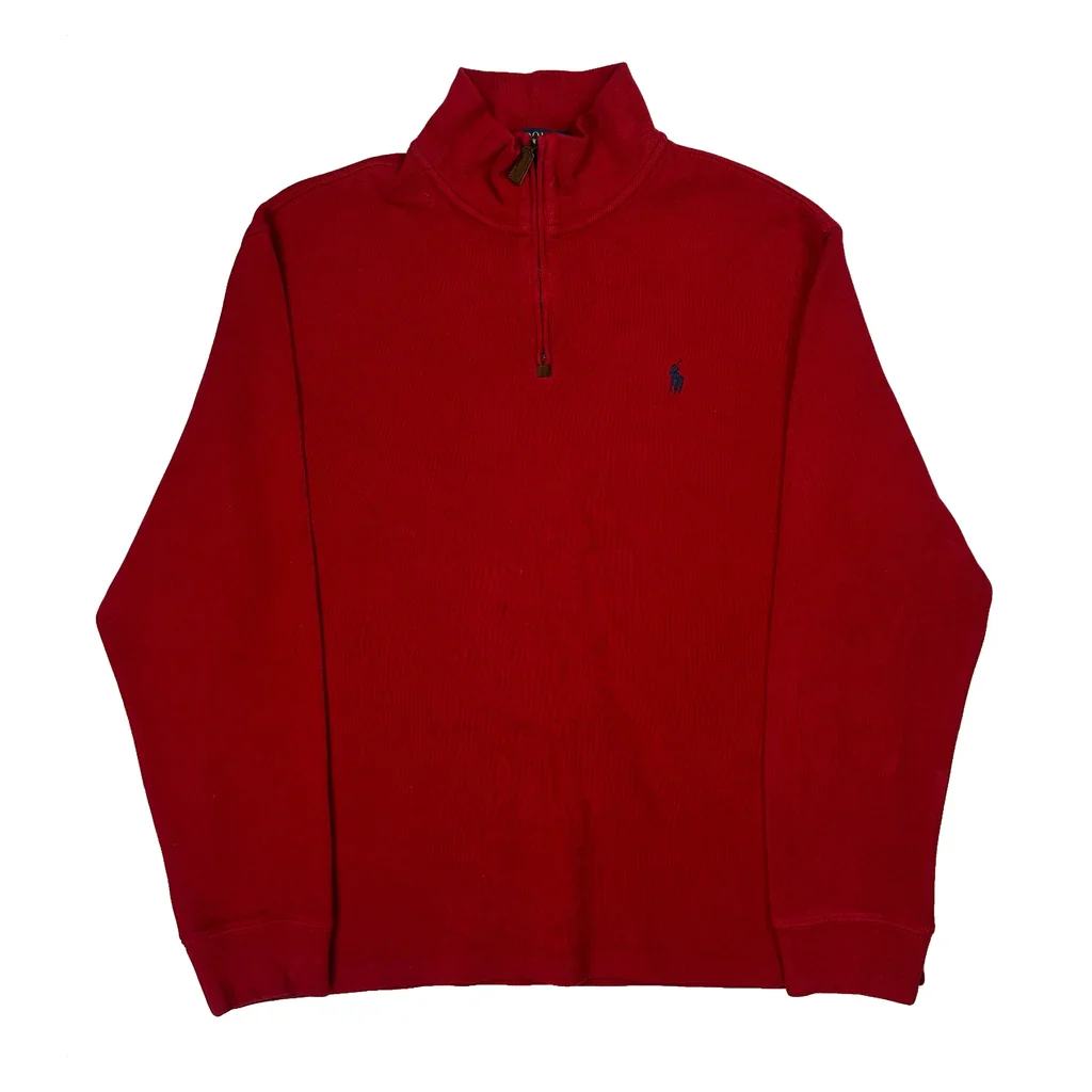 Polo By Ralph Lauren 1/4 Zip - XL Red Cotton