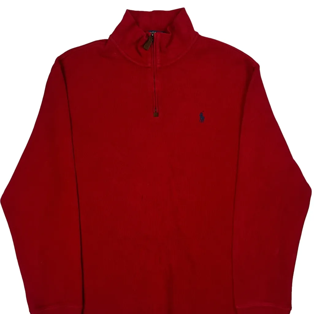 Polo By Ralph Lauren 1/4 Zip - XL Red Cotton - Image 4