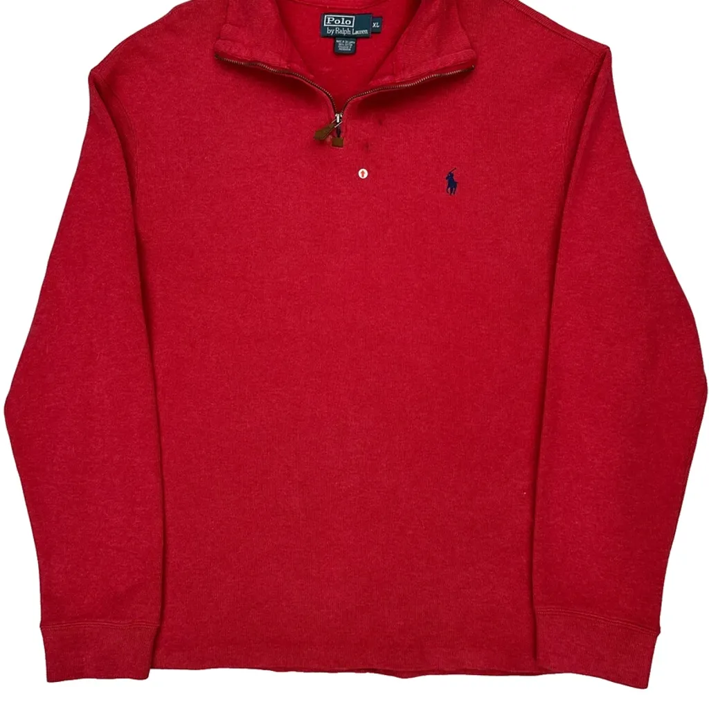 Polo By Ralph Lauren 1/4 Zip - XL Red Cotton - Image 5
