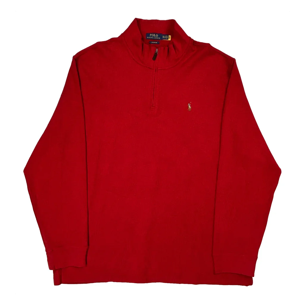 Polo By Ralph Lauren 1/4 Zip - 2XL Red Cotton