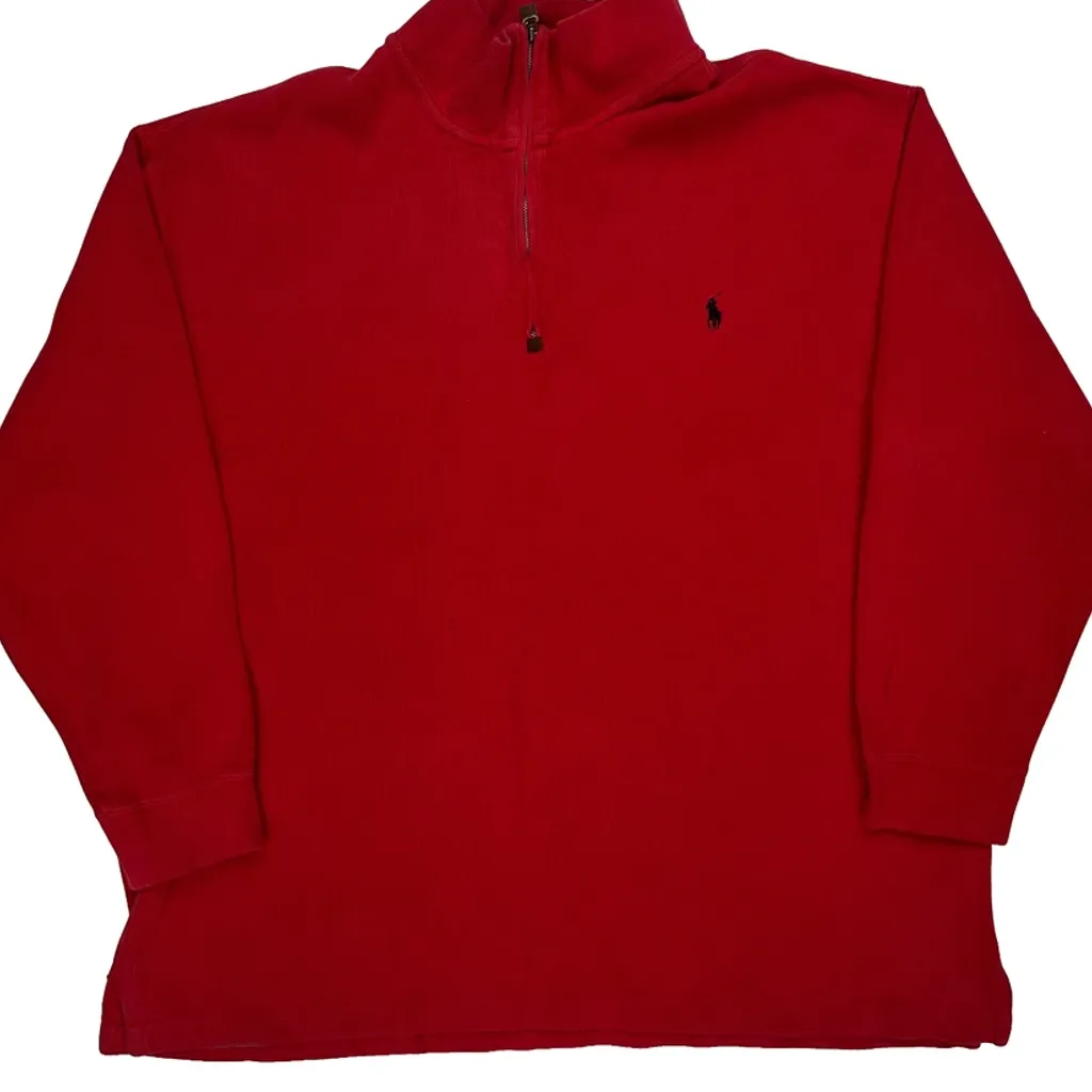 Polo By Ralph Lauren 1/4 Zip - 2XL Red Cotton - Image 4