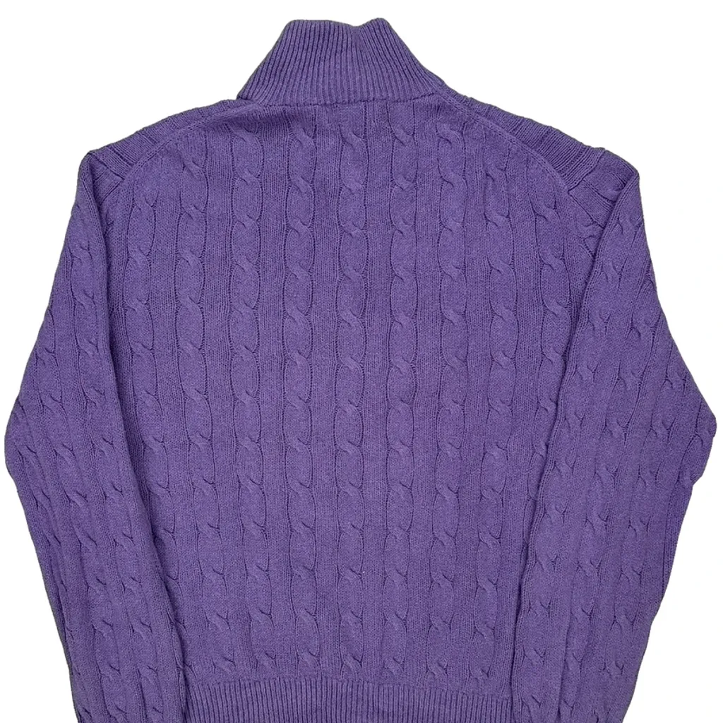 Polo By Ralph Lauren 1/4 Zip - Large Purple Cotton - Image 8