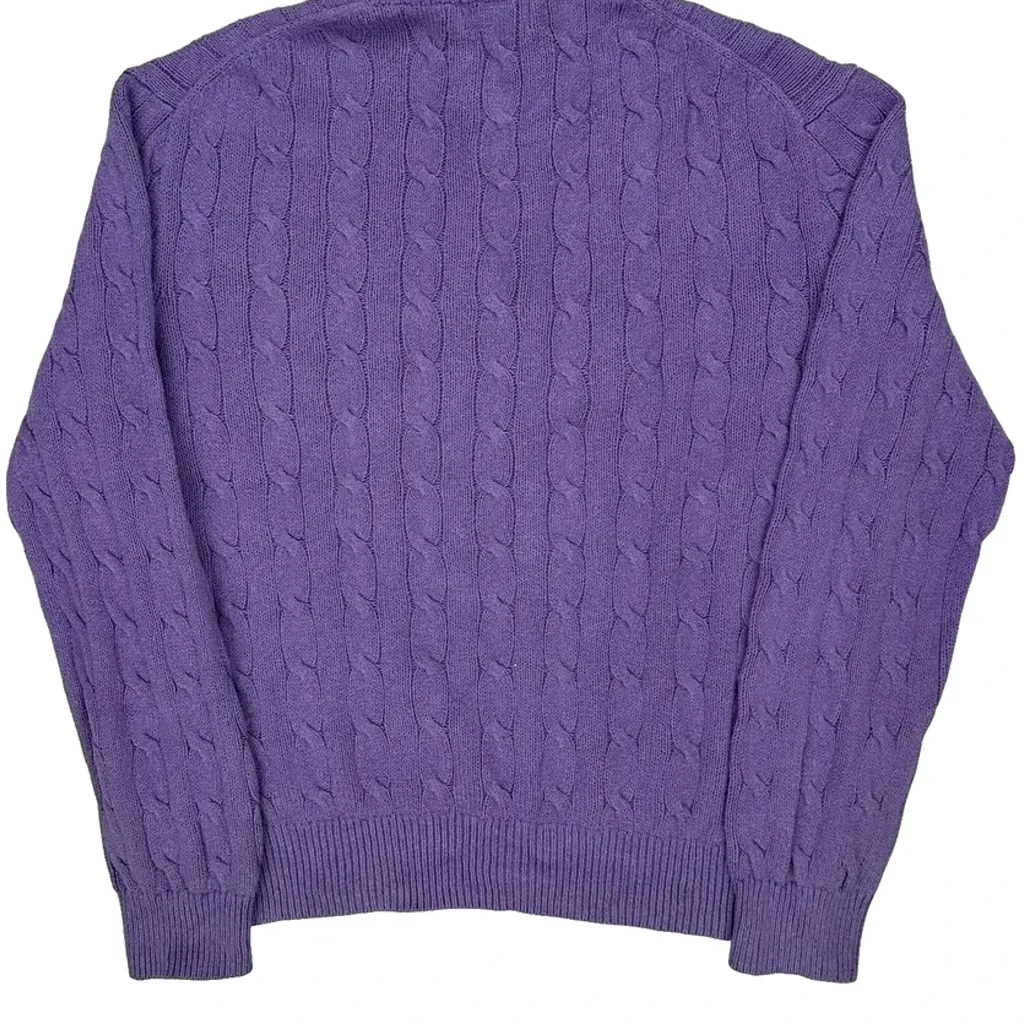 Polo By Ralph Lauren 1/4 Zip - Large Purple Cotton - Image 9