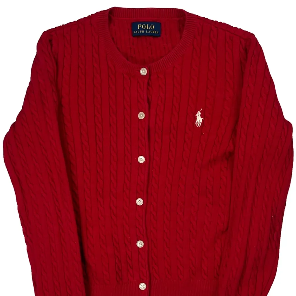 Age 7-8 Polo By Ralph Lauren Cardigan - XS Red Cotton - Image 5