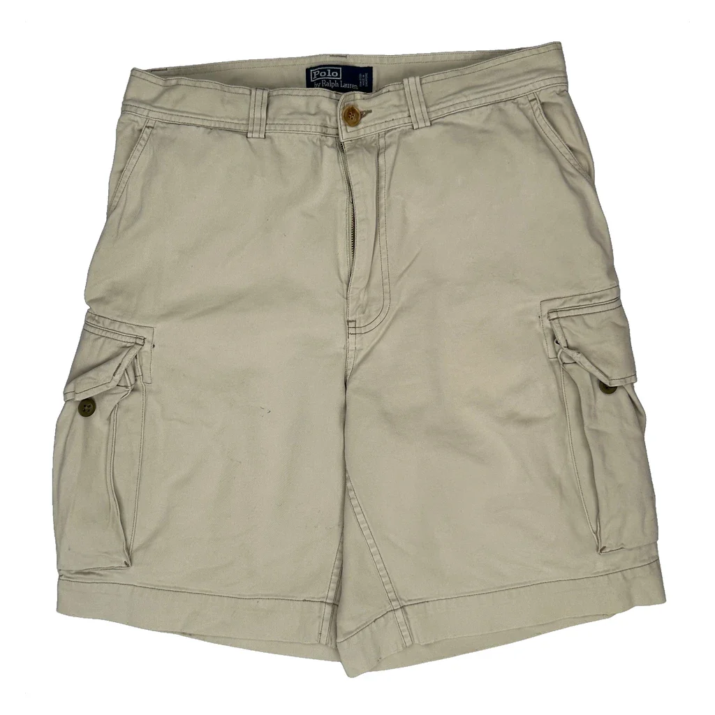 Polo By Ralph Lauren Cargo Shorts - 32W 10L Beige Cotton - Image 2