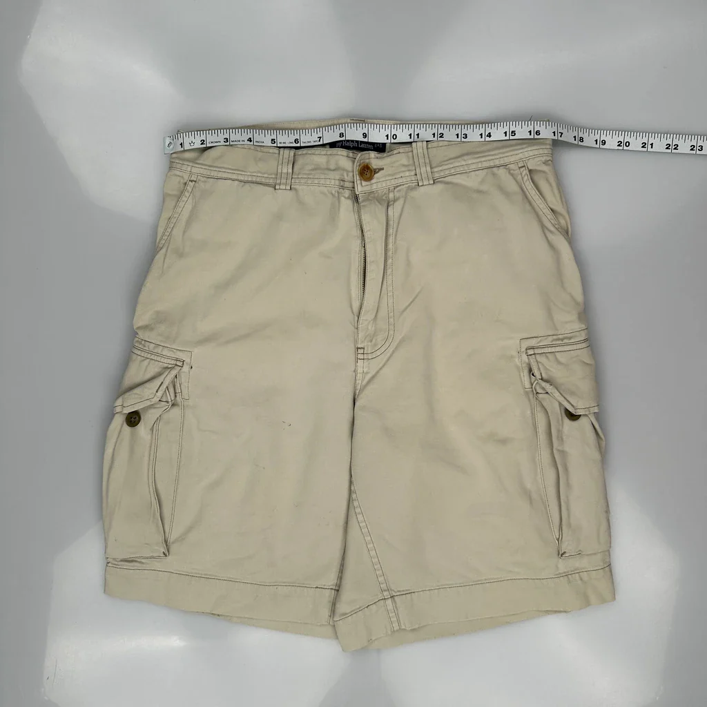 Polo By Ralph Lauren Cargo Shorts - 32W 10L Beige Cotton - Image 3