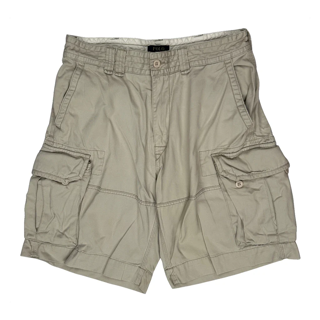 Polo By Ralph Lauren Cargo Shorts - 32W 10L Beige Cotton - Image 2