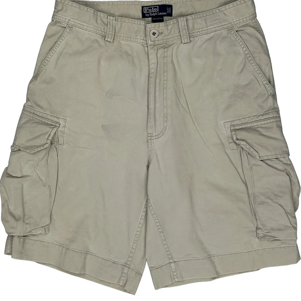 Polo By Ralph Lauren Cargo Shorts - 32W 10L Beige Cotton - Image 10