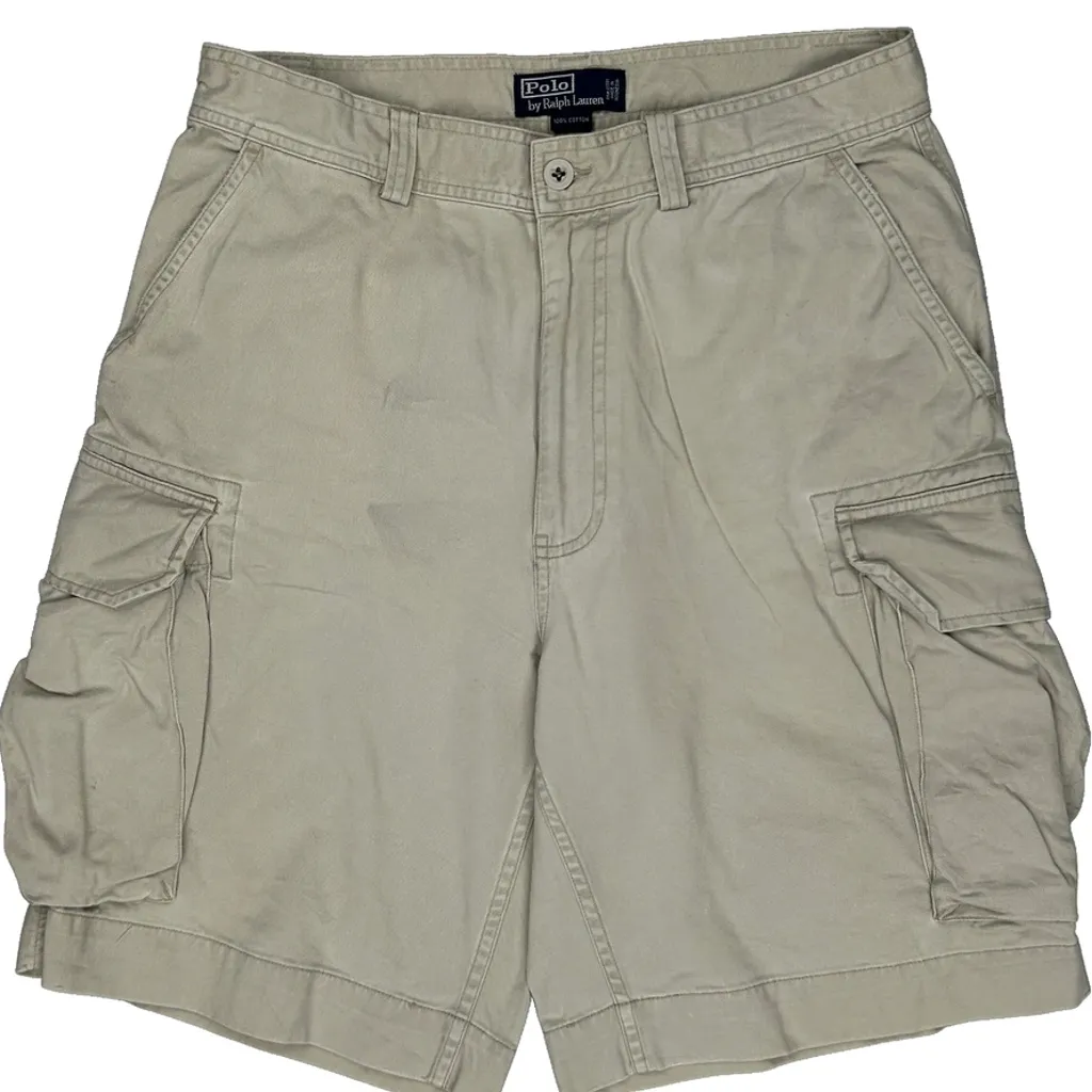 Polo By Ralph Lauren Cargo Shorts - 32W 10L Beige Cotton - Image 9