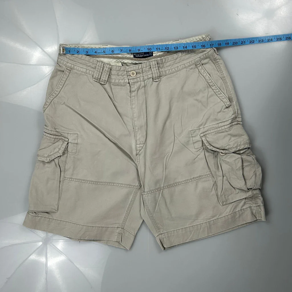 Polo By Ralph Lauren Cargo Shorts - 34W 9L Beige Cotton - Image 3